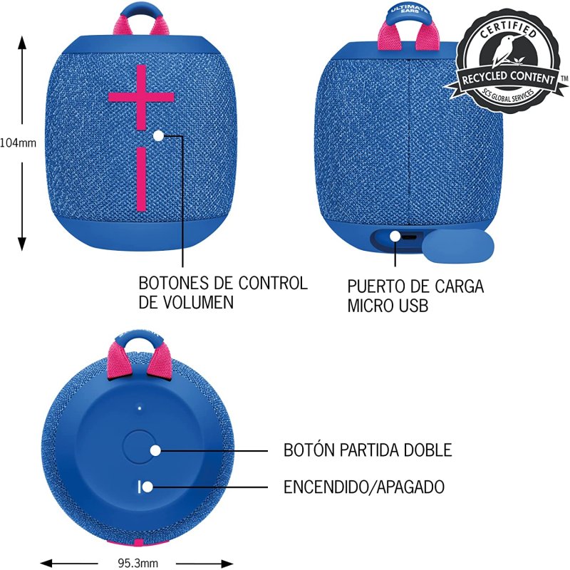 Bocina Recargable Bluetooth Ultimate Ears Wonderboom 3 Performance Blue