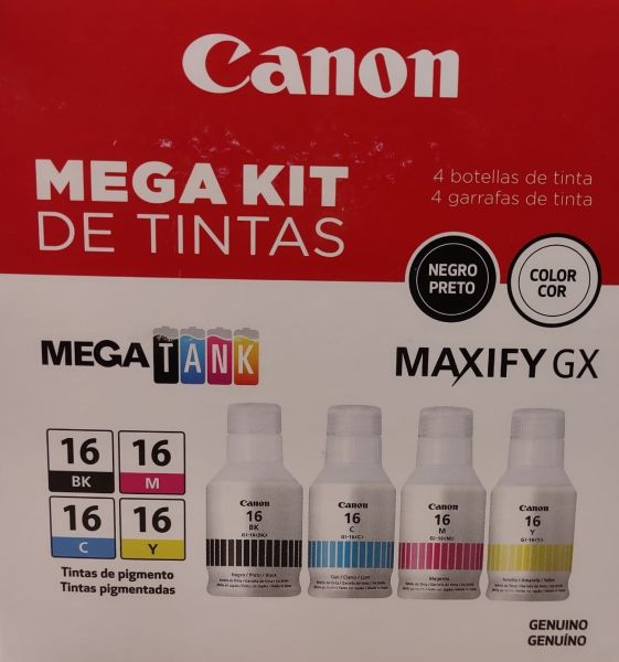 MEGA Kit de 4 Tintas Canon GI-16 BKCMY