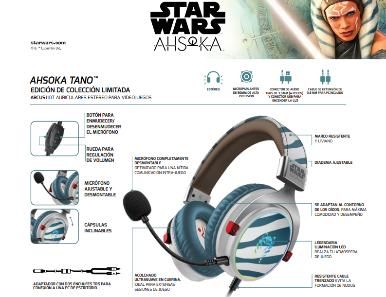 Audífonos Primus Arcus110T Edición Star Wars Ahsoka Tano