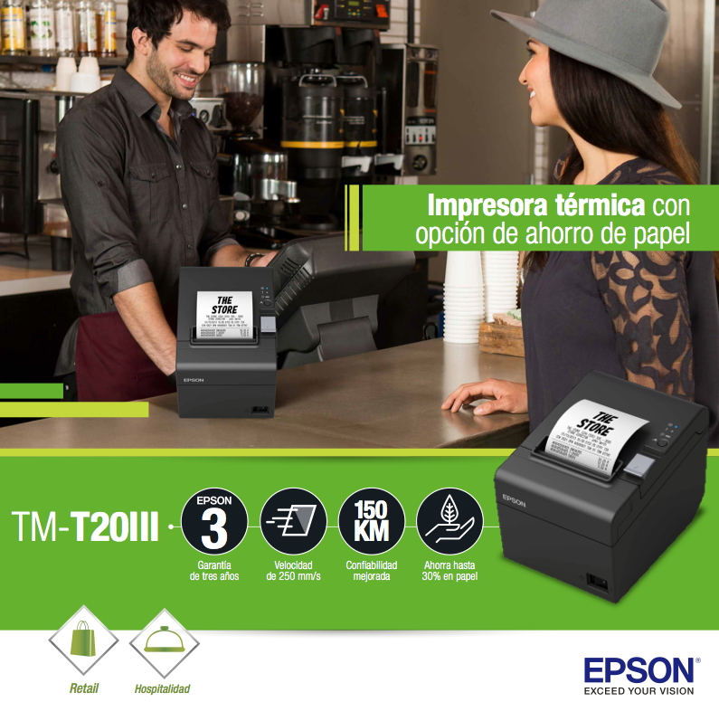 Impresora Térmica Epson TM-T20III-001 para Punto de Venta