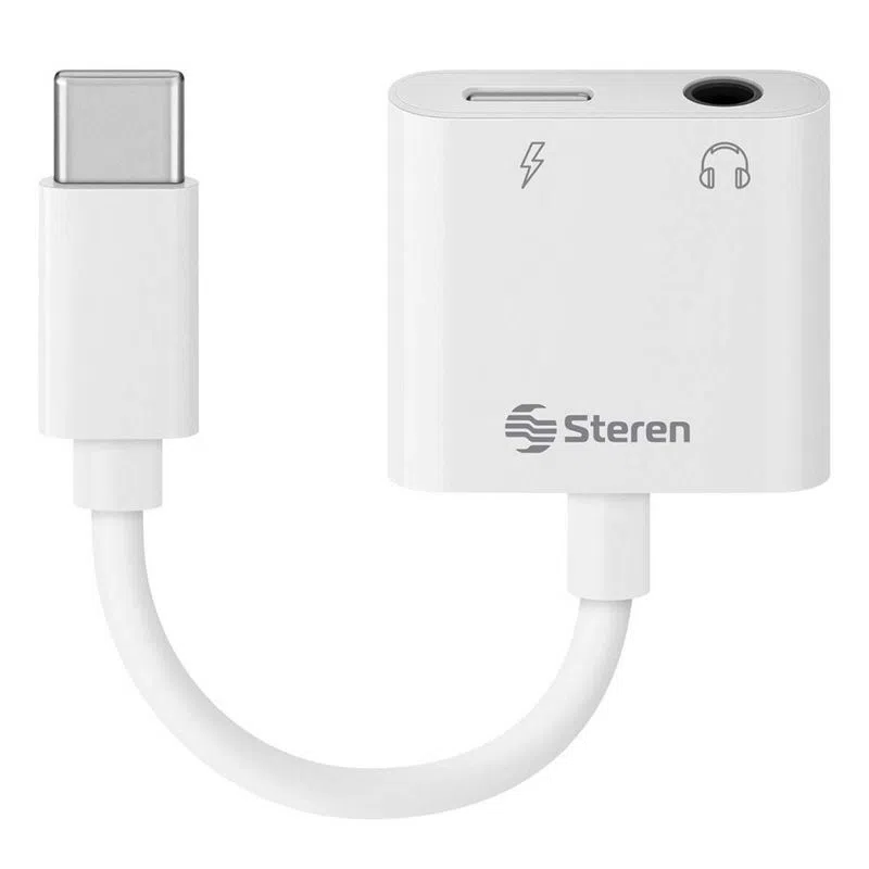 ​Adaptador Steren USB-C Macho a Jack 3.5 mm Hembra y USB-C Hembra