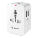 Adaptador Steren con 2 Puertos USB Universal de Contactos para Viaje