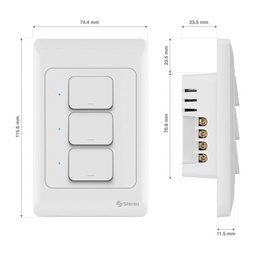 [SHOME-117] ​Apagador/Switch Triple Wi-Fi Steren SHOME-117